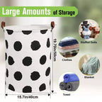 Garnen 80L Canvas Collapsible Laundry Hamper, Foldable Laundry Basket Organizer, Polka Dot Hamper Dirty Clothes Hamper Toy Storage Organizer for Kids