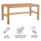 Alaterre Newport 40in Wood Bench with Rope Seat