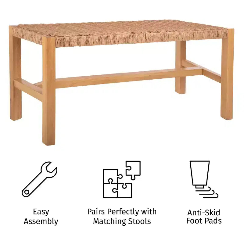 Alaterre Newport 40in Wood Bench with Rope Seat