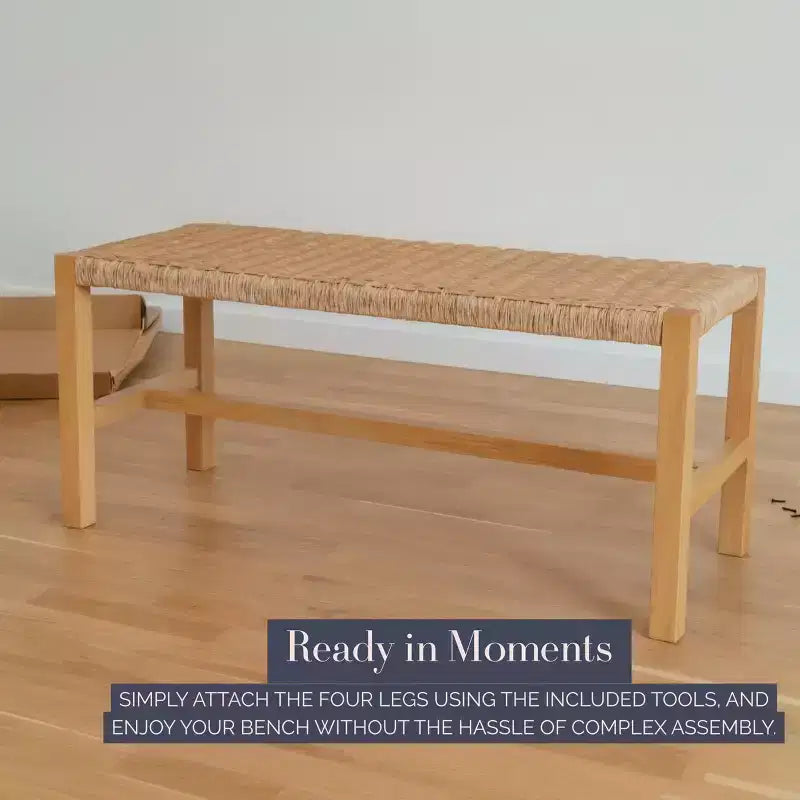 Alaterre Newport 40in Wood Bench with Rope Seat