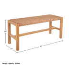 Alaterre Newport 40in Wood Bench with Rope Seat
