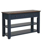 Table console rétro Okak 48 pouces avec plateau en bois, table d'entrée avec 3 tiroirs et 2 grandes étagères, table d'appoint pour salon, couloir