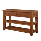 Table console rétro Okak 48 pouces avec plateau en bois, table d'entrée avec 3 tiroirs et 2 grandes étagères, table d'appoint pour salon, couloir