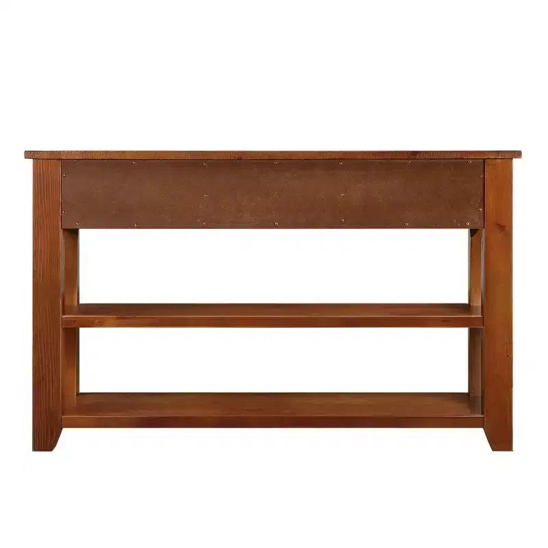 Table console rétro Okak 48 pouces avec plateau en bois, table d'entrée avec 3 tiroirs et 2 grandes étagères, table d'appoint pour salon, couloir