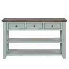Table console rétro Okak 48 pouces avec plateau en bois, table d'entrée avec 3 tiroirs et 2 grandes étagères, table d'appoint pour salon, couloir