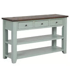 Table console rétro Okak 48 pouces avec plateau en bois, table d'entrée avec 3 tiroirs et 2 grandes étagères, table d'appoint pour salon, couloir