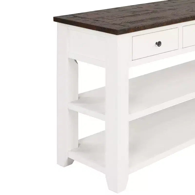 Table console rétro Okak 48 pouces avec plateau en bois, table d'entrée avec 3 tiroirs et 2 grandes étagères, table d'appoint pour salon, couloir