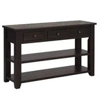 Table console rétro Okak 48 pouces avec plateau en bois, table d'entrée avec 3 tiroirs et 2 grandes étagères, table d'appoint pour salon, couloir