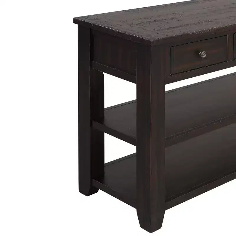 Table console rétro Okak 48 pouces avec plateau en bois, table d'entrée avec 3 tiroirs et 2 grandes étagères, table d'appoint pour salon, couloir