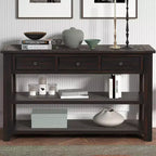 Table console rétro Okak 48 pouces avec plateau en bois, table d'entrée avec 3 tiroirs et 2 grandes étagères, table d'appoint pour salon, couloir