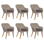 vidaXL 7-Piece Patio Dining Set - Solid Acacia Wood & PE Rattan Chairs, Dark Gray Cushions, Weather-Resistant, Comfortable & Easy Maintenance