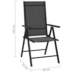 vidaXL Dining Set Black Aluminum 10 Piece Set Adjustable Footrests