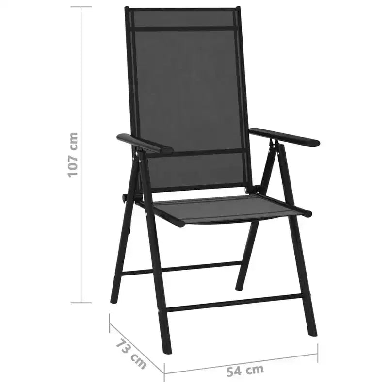 vidaXL Dining Set Black Aluminum 10 Piece Set Adjustable Footrests