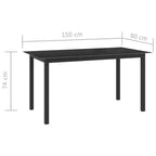 vidaXL Dining Set Black Aluminum 10 Piece Set Adjustable Footrests