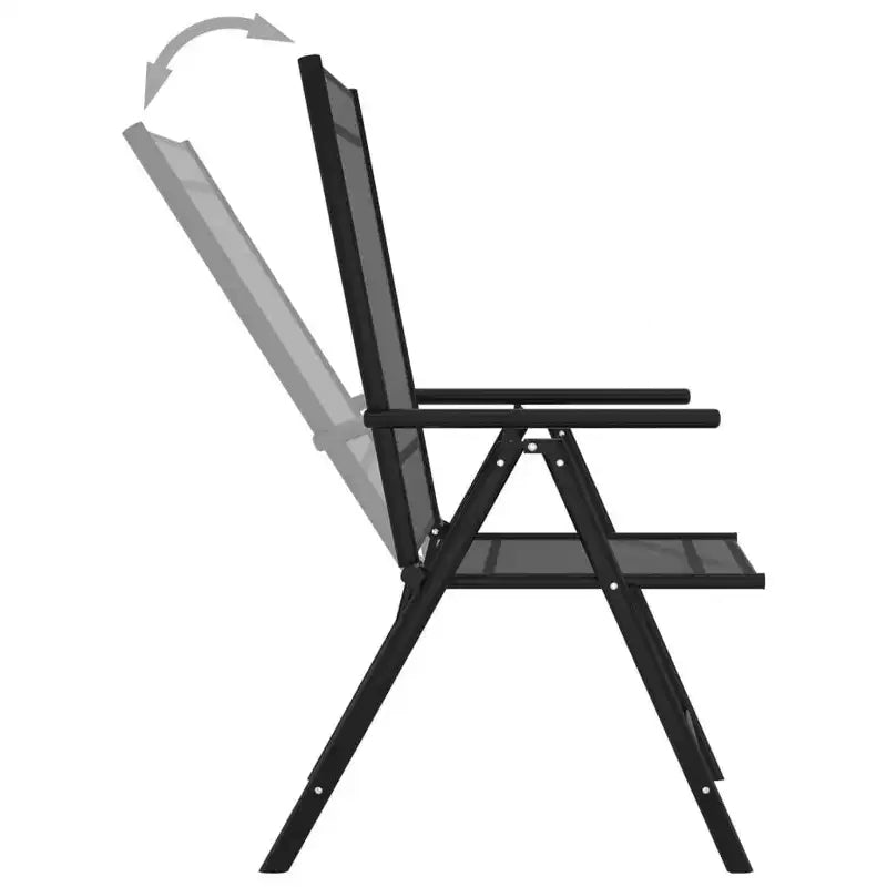 vidaXL Dining Set Black Aluminum 10 Piece Set Adjustable Footrests