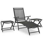 vidaXL Dining Set Black Aluminum 10 Piece Set Adjustable Footrests