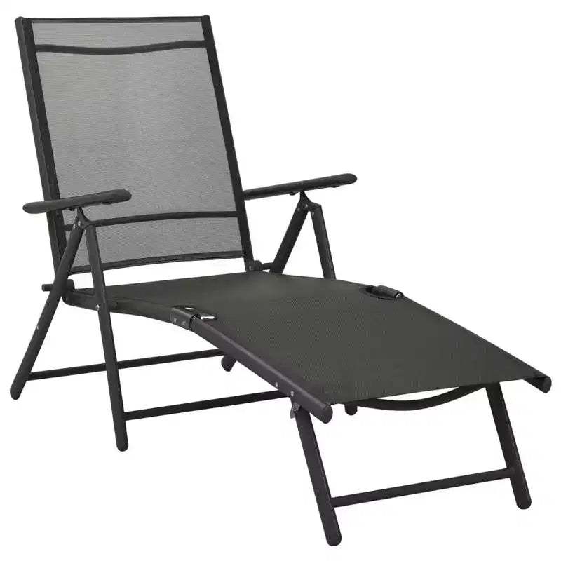 vidaXL Dining Set Black Aluminum 10 Piece Set Adjustable Footrests
