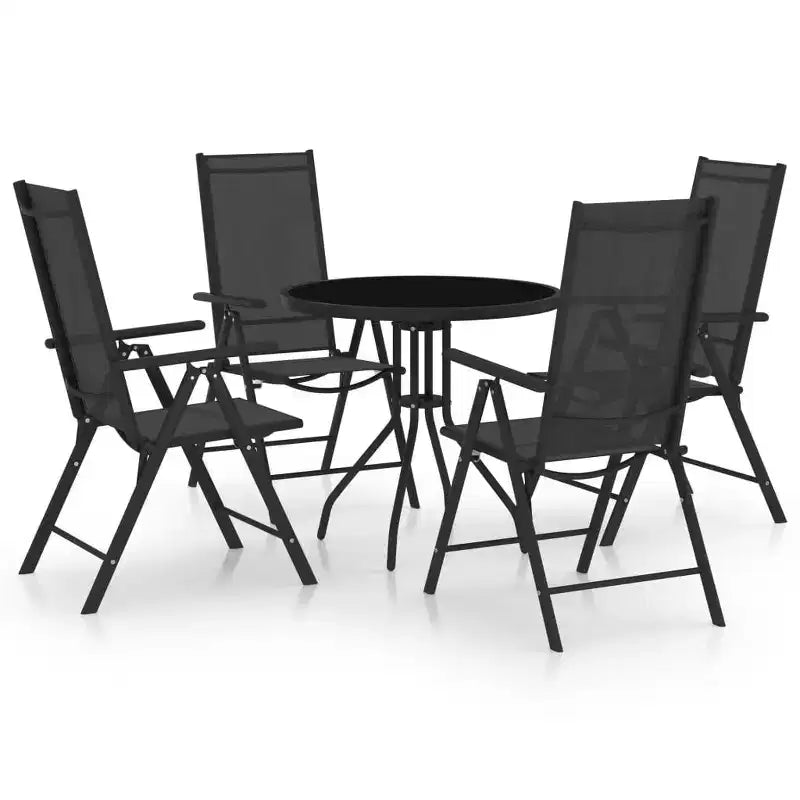 vidaXL Ensemble de salle à manger Aluminium thermolaqué noir, textilène, verre, acier