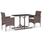 vidaXL Dining Set Brown, Cream White Poly rattan, Powder-Coated Steel, Glass
