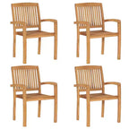 vidaXL Salon de jardin Teck naturel Bois de teck massif Standard Empilable