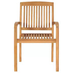 vidaXL Salon de jardin Teck naturel Bois de teck massif Standard Empilable