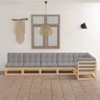 vidaXL Garden Lounge Set Pine, Grey Solid Pinewood, 100% Polyester Medium