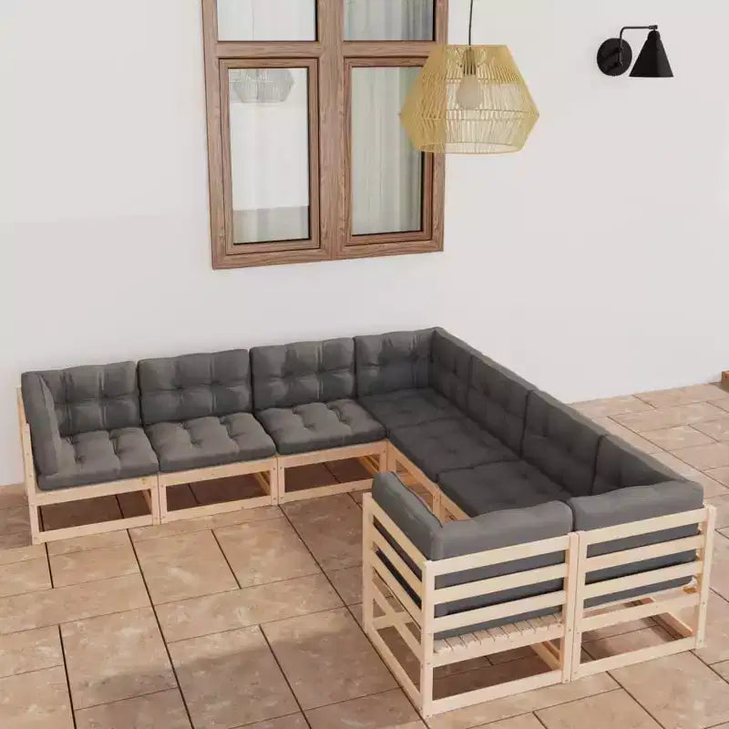 vidaXL Garden Lounge Set Natural wood Solid pine wood Large Stackable
