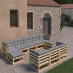 vidaXL Salon de jardin Bois de pin massif, 100% Polyester