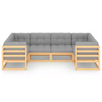 vidaXL Garden Lounge Set Natural Pine, Grey Solid Pinewood, Polyester