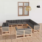 vidaXL Outdoor Lounge Set Natural Pine Solid Pinewood and Polyester