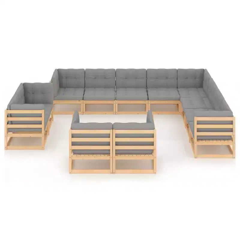 vidaXL Outdoor Lounge Set Natural Pine Solid Pinewood and Polyester