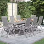 vidaXL Garden Dining Set Grey Solid acacia wood Standard Extendable