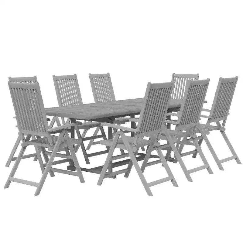 vidaXL Garden Dining Set Grey Solid acacia wood Standard Extendable