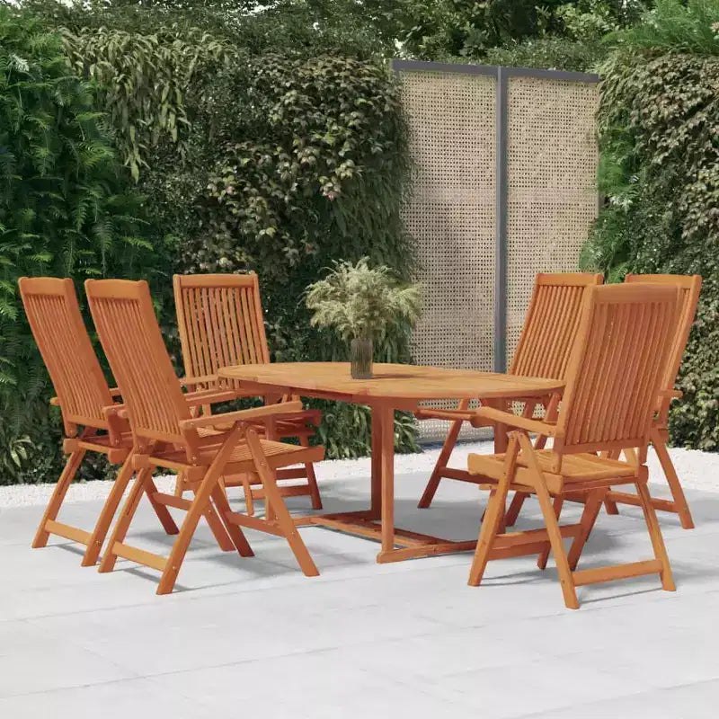 vidaXL Patio Dining Set Outdoor Extendable Table and Chair Solid Eucalyptus Wood