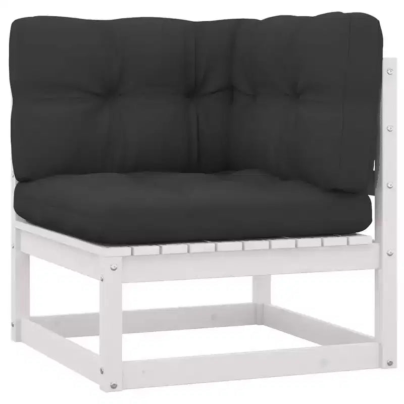 vidaXL Salon de jardin 10 pièces style rétro en pin massif blanc - Avec coussins confortables pour patio/véranda