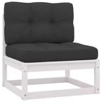 vidaXL Salon de jardin 10 pièces style rétro en pin massif blanc - Avec coussins confortables pour patio/véranda