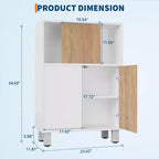 Meuble de rangement en bois CuisinSmart, buffet avec portes coulissantes et étagères réglables, armoires de présentation de salle de bain, blanc