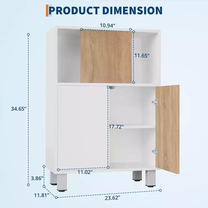 Meuble de rangement en bois CuisinSmart, buffet avec portes coulissantes et étagères réglables, armoires de présentation de salle de bain, blanc