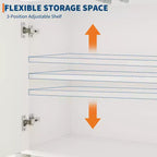 Meuble de rangement en bois CuisinSmart, buffet avec portes coulissantes et étagères réglables, armoires de présentation de salle de bain, blanc