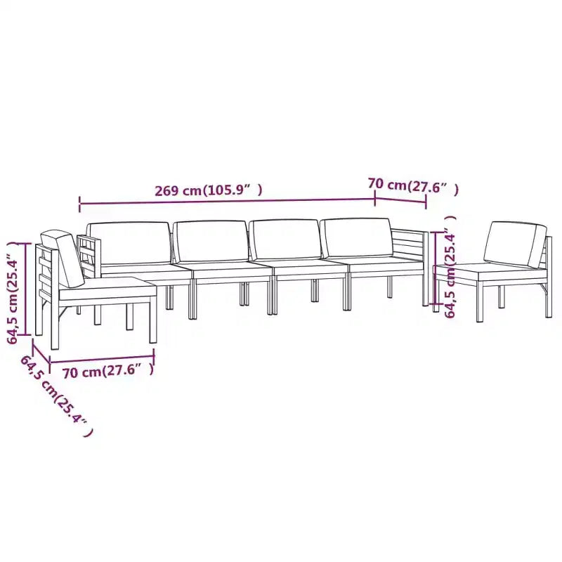 vidaXL Garden Lounge Set Anthracite Aluminum Modular Garden Lounge Set