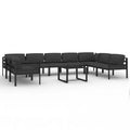 vidaXL 10-Piece Outdoor Aluminum Patio Lounge Set with Cushions - Modular Design/Weather-Resistant/Comfortable - Color Anthracite