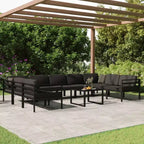 vidaXL 10-Piece Outdoor Aluminum Patio Lounge Set with Cushions - Modular Design/Weather-Resistant/Comfortable - Color Anthracite