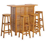 vidaXL Ensemble de bar de jardin Bois d'acacia massif Bois naturel Repose-pieds standard