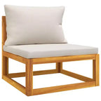 vidaXL - 7 Piece Outdoor Patio Furniture Set - Light Gray Cushions, Solid Acacia Wood, Modular Design - Lounge Sofa, Coffee Table