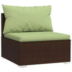 vidaXL Salon de jardin marron avec coussins verts