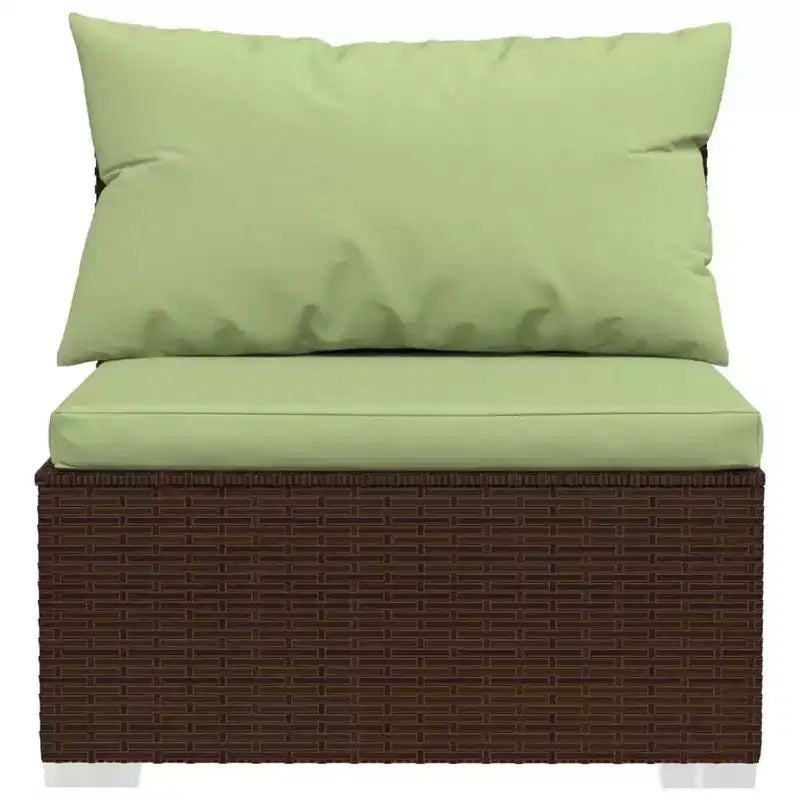 vidaXL Brown Poly Rattan Patio Lounge Set with Cushions - 5 Piece Modular Outdoor Garden Sofa Set, Powder-Coated Steel Frame, Water-Resistant