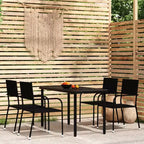 vidaXL Salon de Jardin Noir Acier, Résine Tressée Standard Empilable - 55.1 Longueur Table Noir 4 Pièces