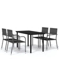 vidaXL Garden Dining Set Black Steel, PE Rattan Standard Stackable - Gray 55.1 Table Length 4 Piece