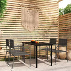 vidaXL Garden Dining Set Black Steel, PE Rattan Standard Stackable - Gray 55.1 Table Length 4 Piece