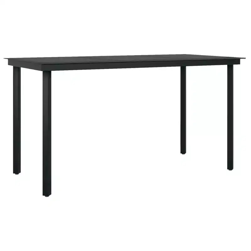 vidaXL Garden Dining Set Black Steel, PE Rattan Standard Stackable - Gray 55.1 Table Length 4 Piece